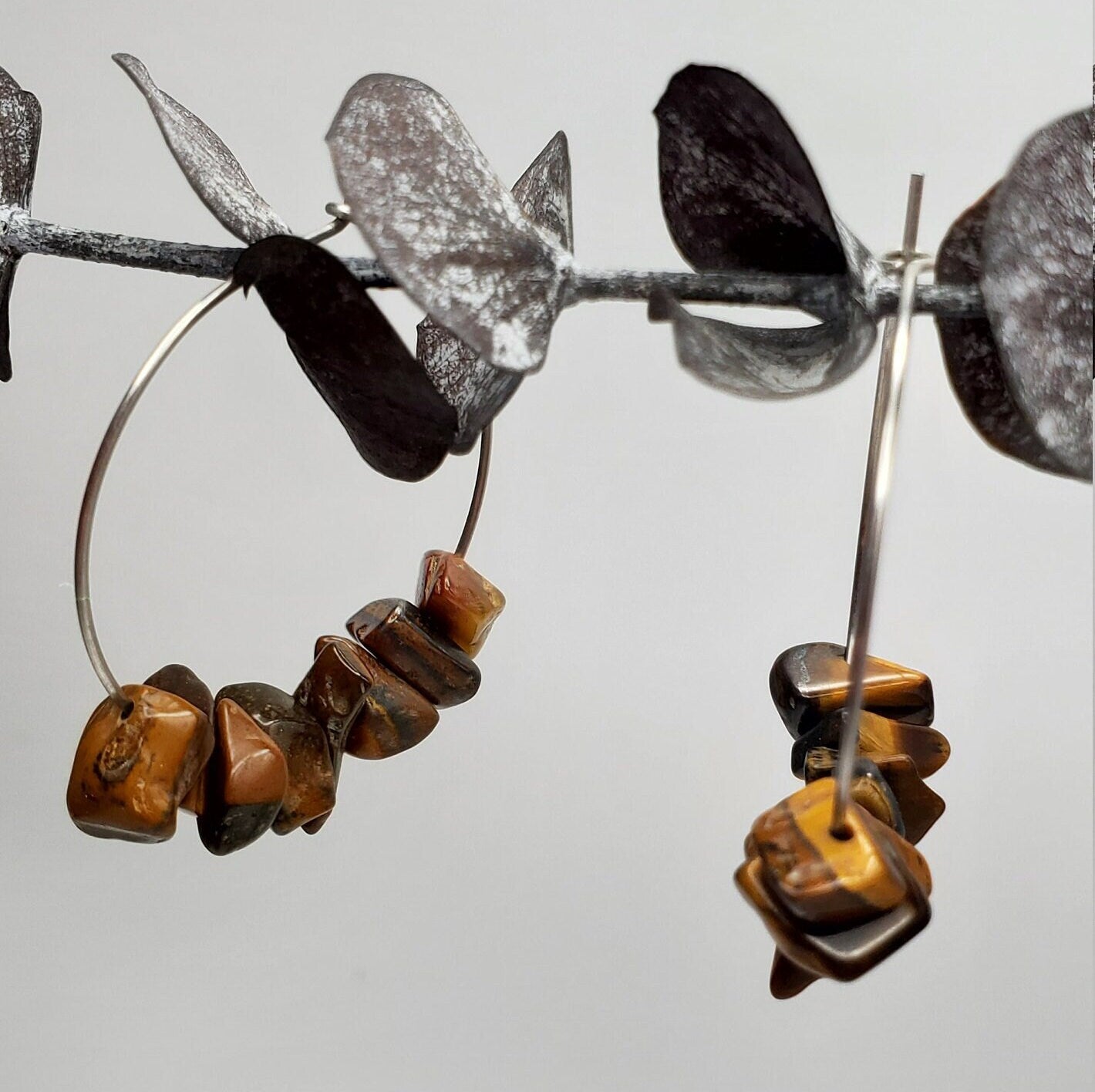 Tiger's Eye Hoop Earrings | Stainless Steel