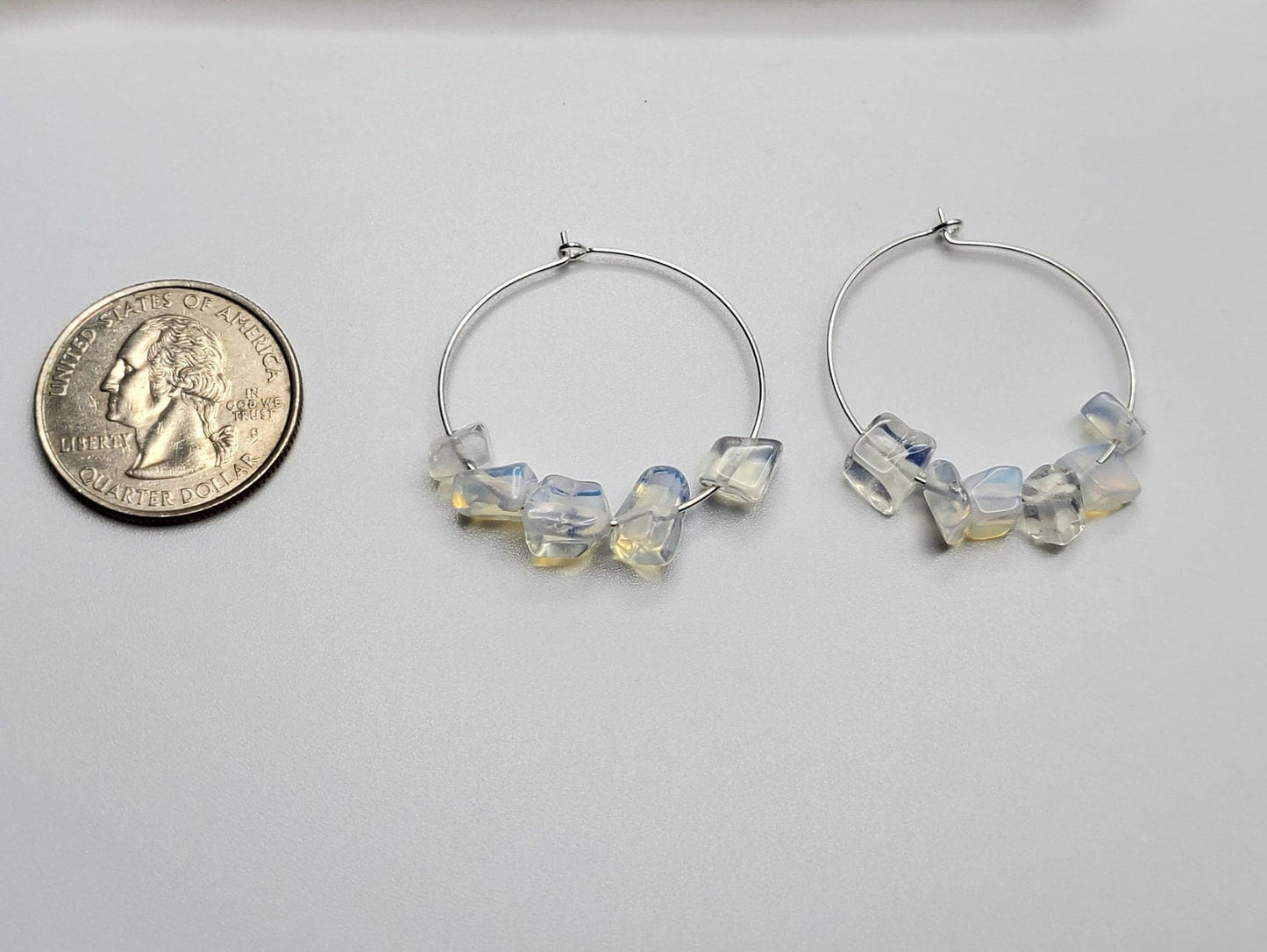Opalite Hoop Earrings | Stainless Steel