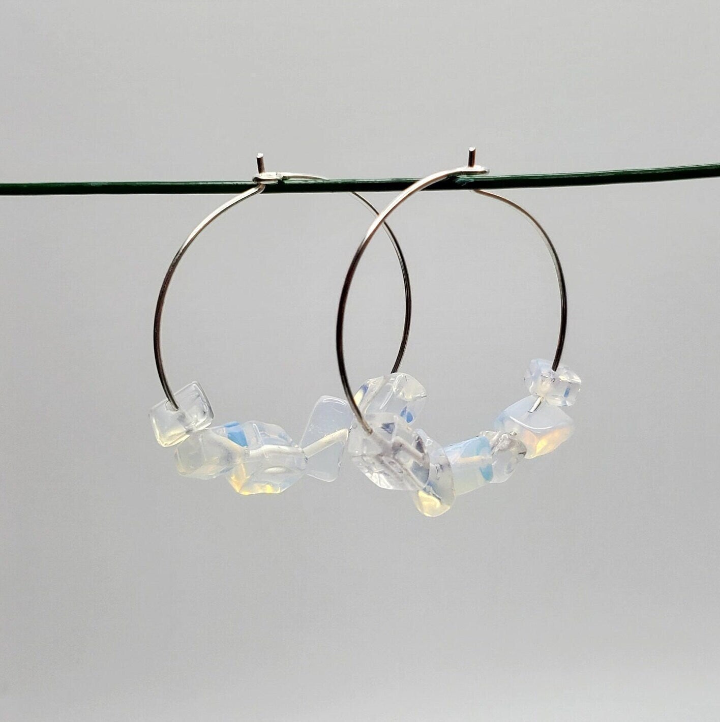 Opalite Hoop Earrings | Stainless Steel