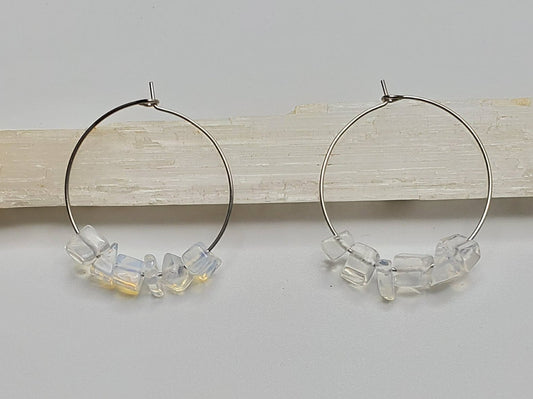 Opalite Hoop Earrings | Stainless Steel