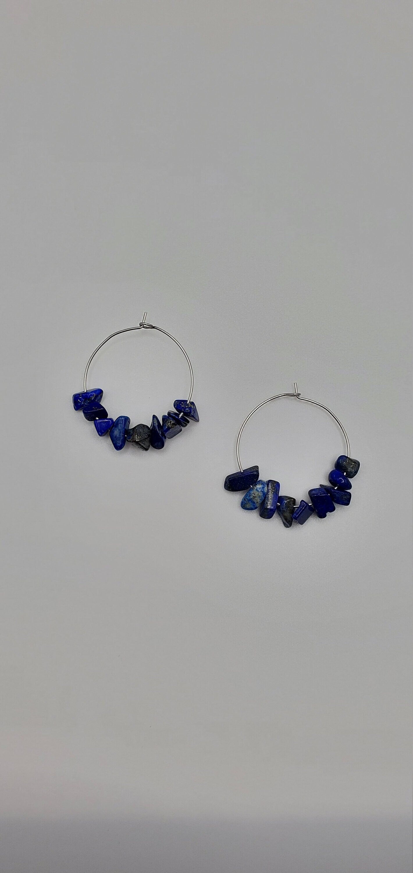 Natural Blue Lapis Lazuli Hoop Earrings | Stainless Steel | Minimalist | Light Weight