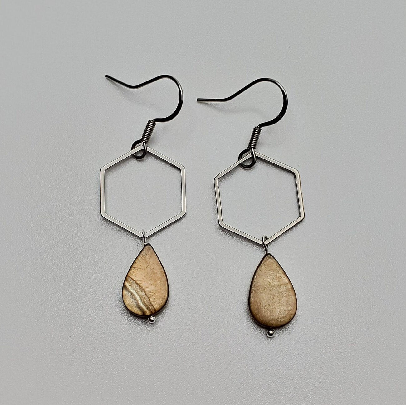 Modern Hexagon and Tear Drop Earrings | Anti-Tarnish | Stainless Steel
