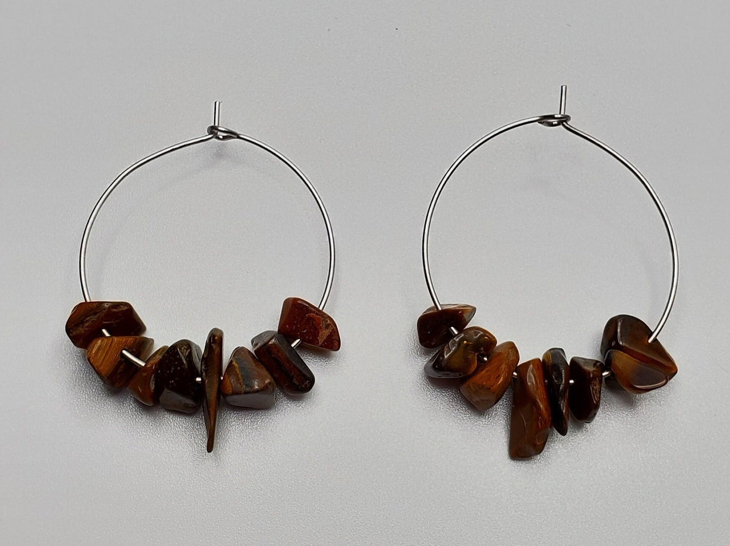 Tiger's Eye Hoop Earrings | Stainless Steel