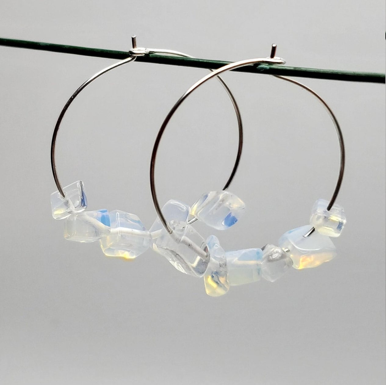 Opalite Hoop Earrings | Stainless Steel