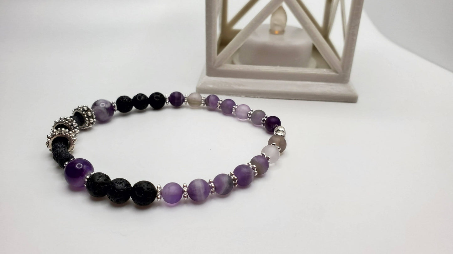 Essential Oil diffuser | Fidget bracelet bracelet | Matte Amethyst & Lava