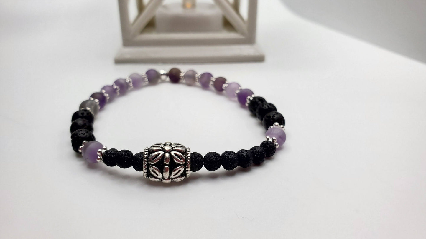 Essential Oil diffuser | Fidget bracelet | Matte Amythyst & Lava