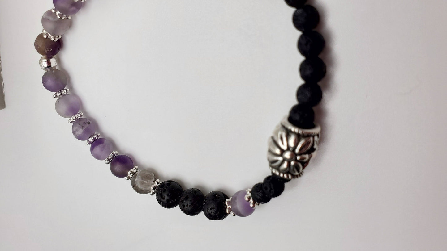 Essential Oil diffuser | Fidget bracelet bracelet | Matte Amethyst & Lava