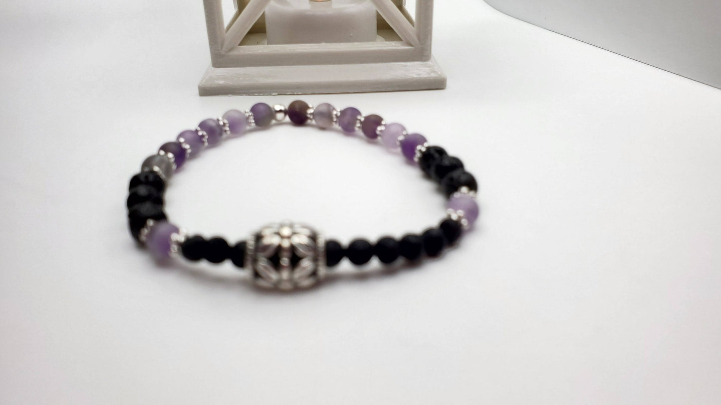 Essential Oil diffuser | Fidget bracelet | Matte Amythyst & Lava
