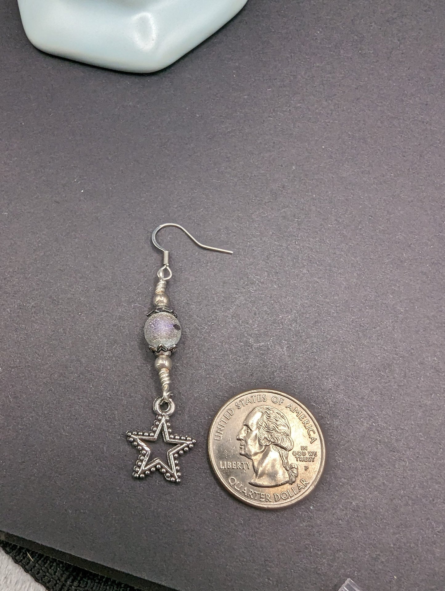 Silver star and moon earrings