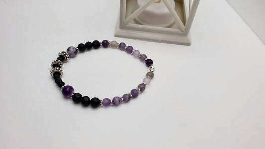 Essential Oil diffuser | Fidget bracelet | Matte Amethyst & Lava