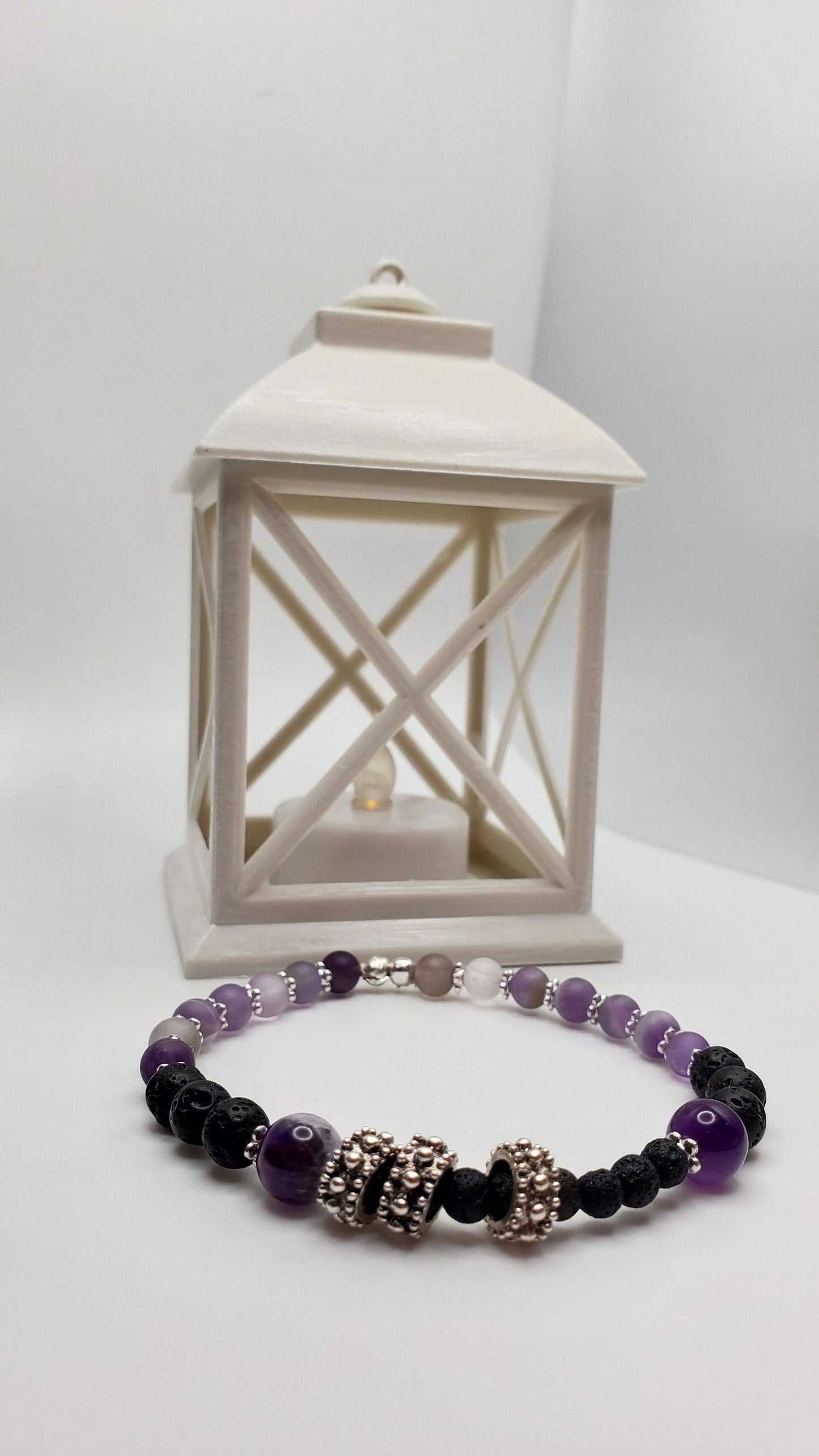 Essential Oil diffuser | Fidget bracelet bracelet | Matte Amethyst & Lava