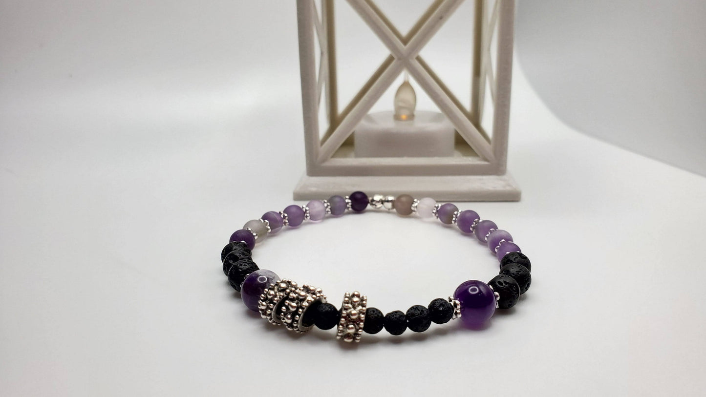 Essential Oil diffuser | Fidget bracelet bracelet | Matte Amethyst & Lava