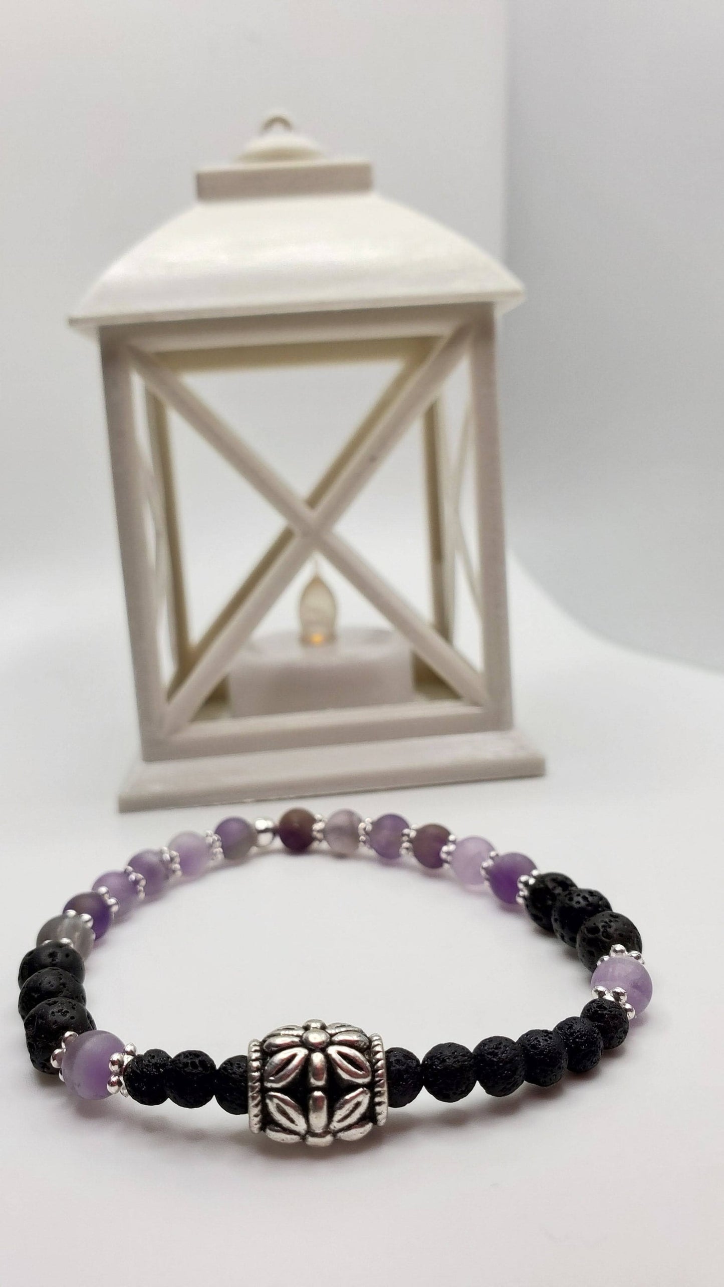 Essential Oil diffuser | Fidget bracelet | Matte Amythyst & Lava