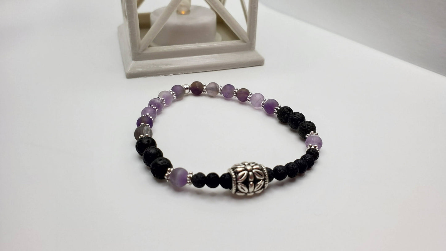 Essential Oil diffuser | Fidget bracelet bracelet | Matte Amethyst & Lava